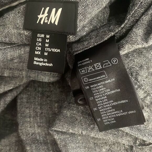 Linen Blend Roll Tab Sleeve Half Button Tunic Top M - Picture 7 of 8